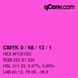 カラーコード: CMYK 0 / 68 / 13 / 1 | qconv.com