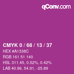Color code: CMYK 0 / 68 / 13 / 37 | qconv.com