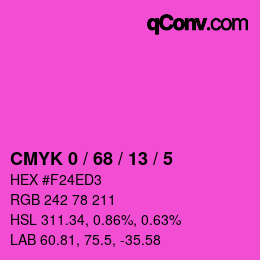カラーコード: CMYK 0 / 68 / 13 / 5 | qconv.com