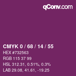 Color code: CMYK 0 / 68 / 14 / 55 | qconv.com