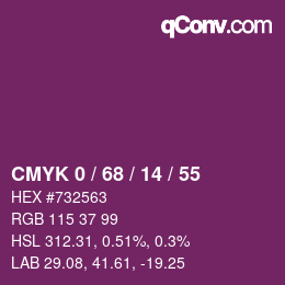 カラーコード: CMYK 0 / 68 / 14 / 55 | qconv.com