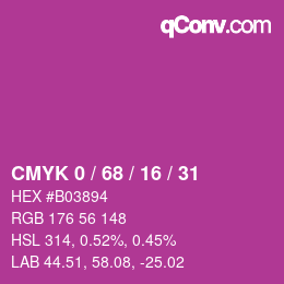 Color code: CMYK 0 / 68 / 16 / 31 | qconv.com