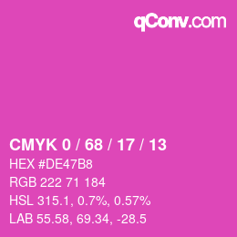 カラーコード: CMYK 0 / 68 / 17 / 13 | qconv.com