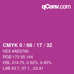 Color code: CMYK 0 / 68 / 17 / 32 | qconv.com