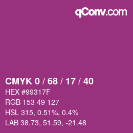 颜色代码: CMYK 0 / 68 / 17 / 40 | qconv.com