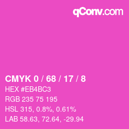 カラーコード: CMYK 0 / 68 / 17 / 8 | qconv.com
