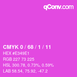 カラーコード: CMYK 0 / 68 / 1 / 11 | qconv.com