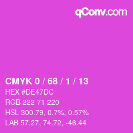 カラーコード: CMYK 0 / 68 / 1 / 13 | qconv.com