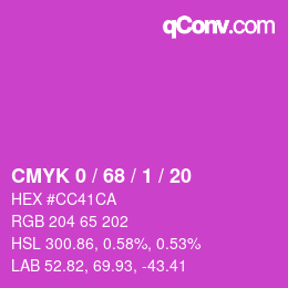 カラーコード: CMYK 0 / 68 / 1 / 20 | qconv.com