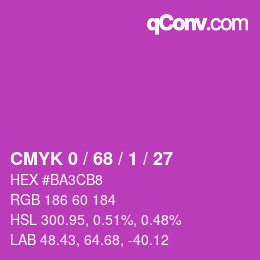 颜色代码: CMYK 0 / 68 / 1 / 27 | qconv.com