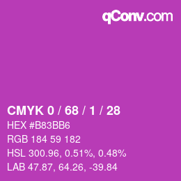 カラーコード: CMYK 0 / 68 / 1 / 28 | qconv.com