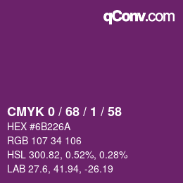 Color code: CMYK 0 / 68 / 1 / 58 | qconv.com
