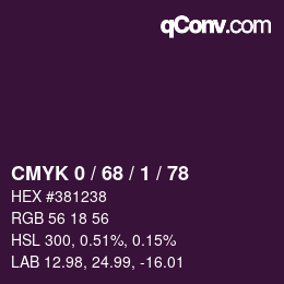 カラーコード: CMYK 0 / 68 / 1 / 78 | qconv.com