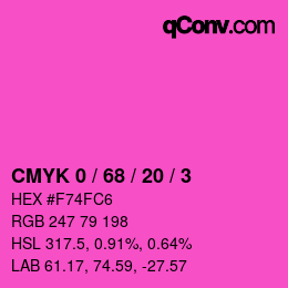 Color code: CMYK 0 / 68 / 20 / 3 | qconv.com