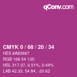 Color code: CMYK 0 / 68 / 20 / 34 | qconv.com