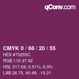 Color code: CMYK 0 / 68 / 20 / 55 | qconv.com