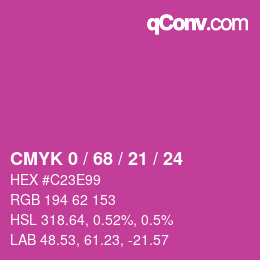 カラーコード: CMYK 0 / 68 / 21 / 24 | qconv.com