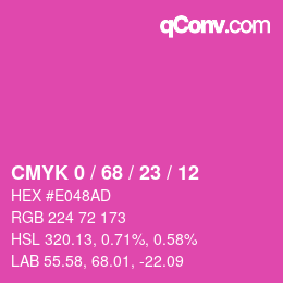 カラーコード: CMYK 0 / 68 / 23 / 12 | qconv.com