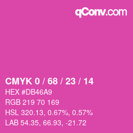 カラーコード: CMYK 0 / 68 / 23 / 14 | qconv.com