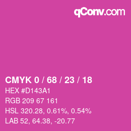 カラーコード: CMYK 0 / 68 / 23 / 18 | qconv.com