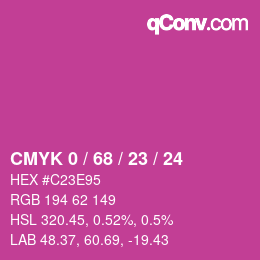 Farbcode: CMYK 0 / 68 / 23 / 24 | qconv.com