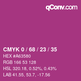 カラーコード: CMYK 0 / 68 / 23 / 35 | qconv.com