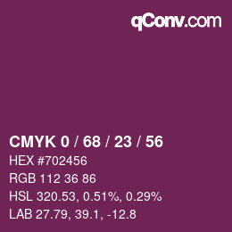 カラーコード: CMYK 0 / 68 / 23 / 56 | qconv.com