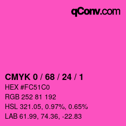 カラーコード: CMYK 0 / 68 / 24 / 1 | qconv.com