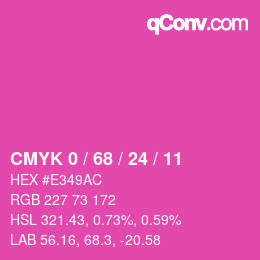 カラーコード: CMYK 0 / 68 / 24 / 11 | qconv.com