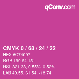 カラーコード: CMYK 0 / 68 / 24 / 22 | qconv.com