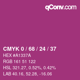 カラーコード: CMYK 0 / 68 / 24 / 37 | qconv.com