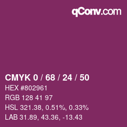 颜色代码: CMYK 0 / 68 / 24 / 50 | qconv.com