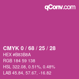 Color code: CMYK 0 / 68 / 25 / 28 | qconv.com