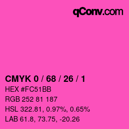 カラーコード: CMYK 0 / 68 / 26 / 1 | qconv.com