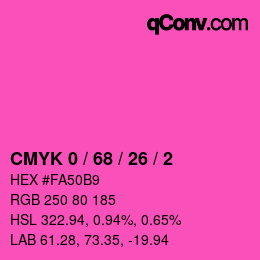 颜色代码: CMYK 0 / 68 / 26 / 2 | qconv.com
