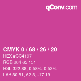Color code: CMYK 0 / 68 / 26 / 20 | qconv.com