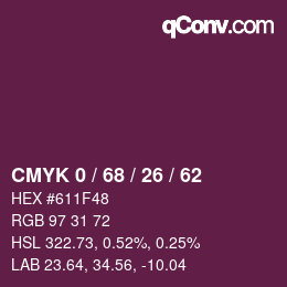 Color code: CMYK 0 / 68 / 26 / 62 | qconv.com
