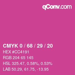 Color code: CMYK 0 / 68 / 29 / 20 | qconv.com