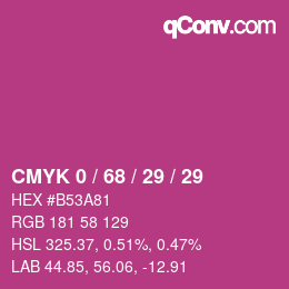 カラーコード: CMYK 0 / 68 / 29 / 29 | qconv.com