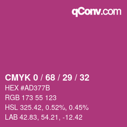 Color code: CMYK 0 / 68 / 29 / 32 | qconv.com