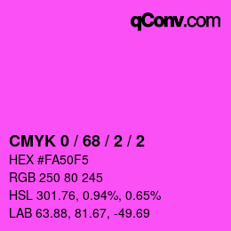 颜色代码: CMYK 0 / 68 / 2 / 2 | qconv.com