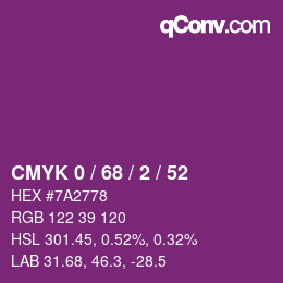 Color code: CMYK 0 / 68 / 2 / 52 | qconv.com