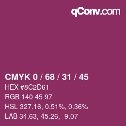 Color code: CMYK 0 / 68 / 31 / 45 | qconv.com