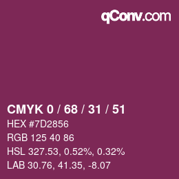 Color code: CMYK 0 / 68 / 31 / 51 | qconv.com