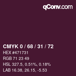 Color code: CMYK 0 / 68 / 31 / 72 | qconv.com