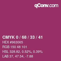 Color code: CMYK 0 / 68 / 33 / 41 | qconv.com