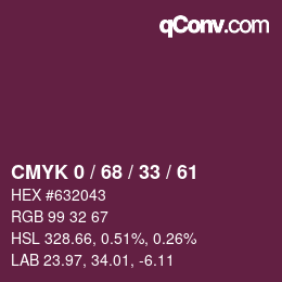 Color code: CMYK 0 / 68 / 33 / 61 | qconv.com