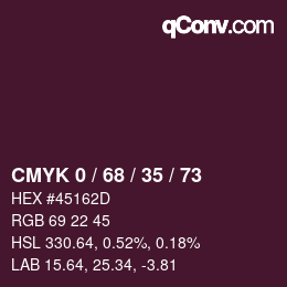 Farbcode: CMYK 0 / 68 / 35 / 73 | qconv.com