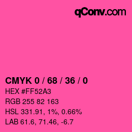 カラーコード: CMYK 0 / 68 / 36 / 0 | qconv.com