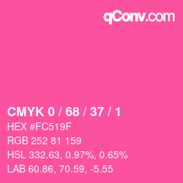 カラーコード: CMYK 0 / 68 / 37 / 1 | qconv.com
